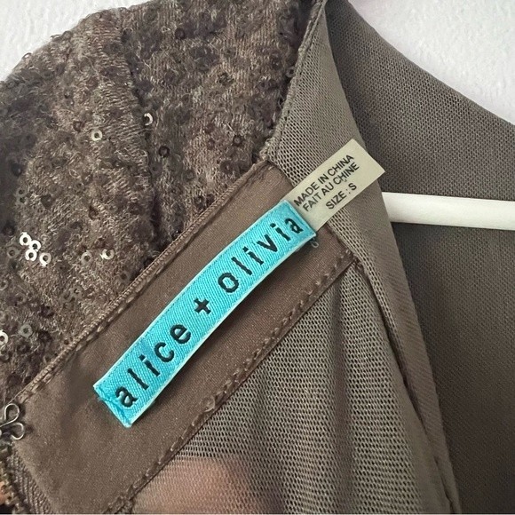Alice + Olivia Nala Sequined Dress in Chocolate Small - Picture 14 of 14